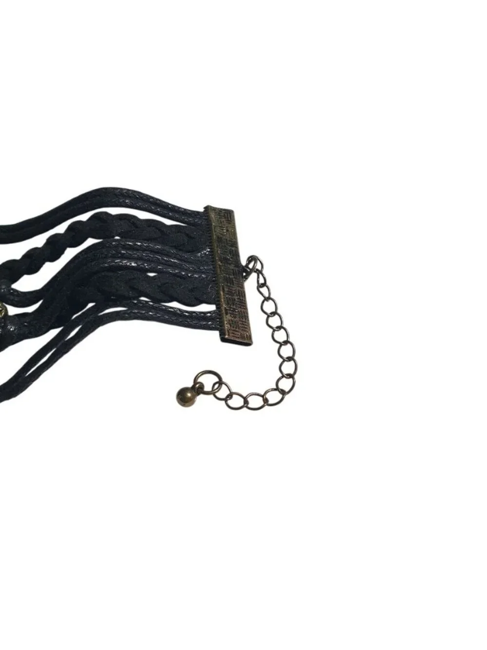 Black Leather Nautical Charm Bracelet Adjustable Anchor Compass Pendant Layered